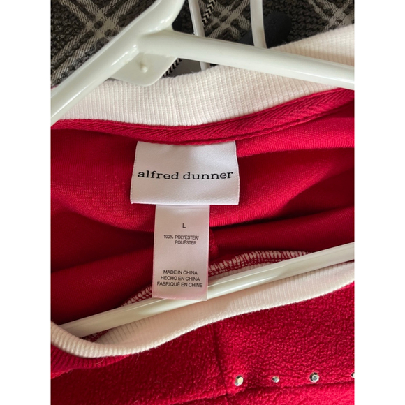 Women's Alfred Dunner Red Crew Neck Sweater with White Trim L - Picture 4 of 4